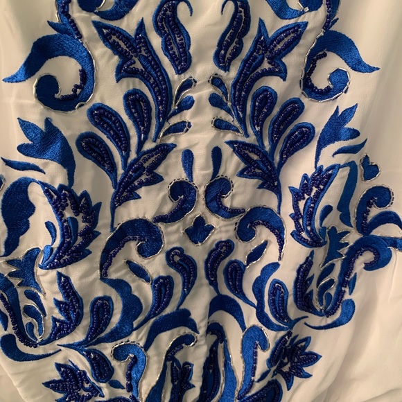 Sabine white maxi dress with blue beadwork - Picture 4 of 6